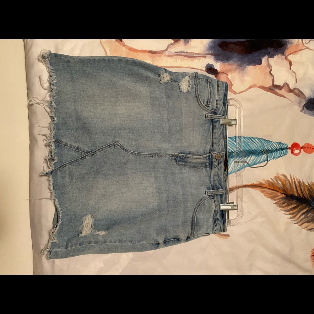 light blue jean skirt